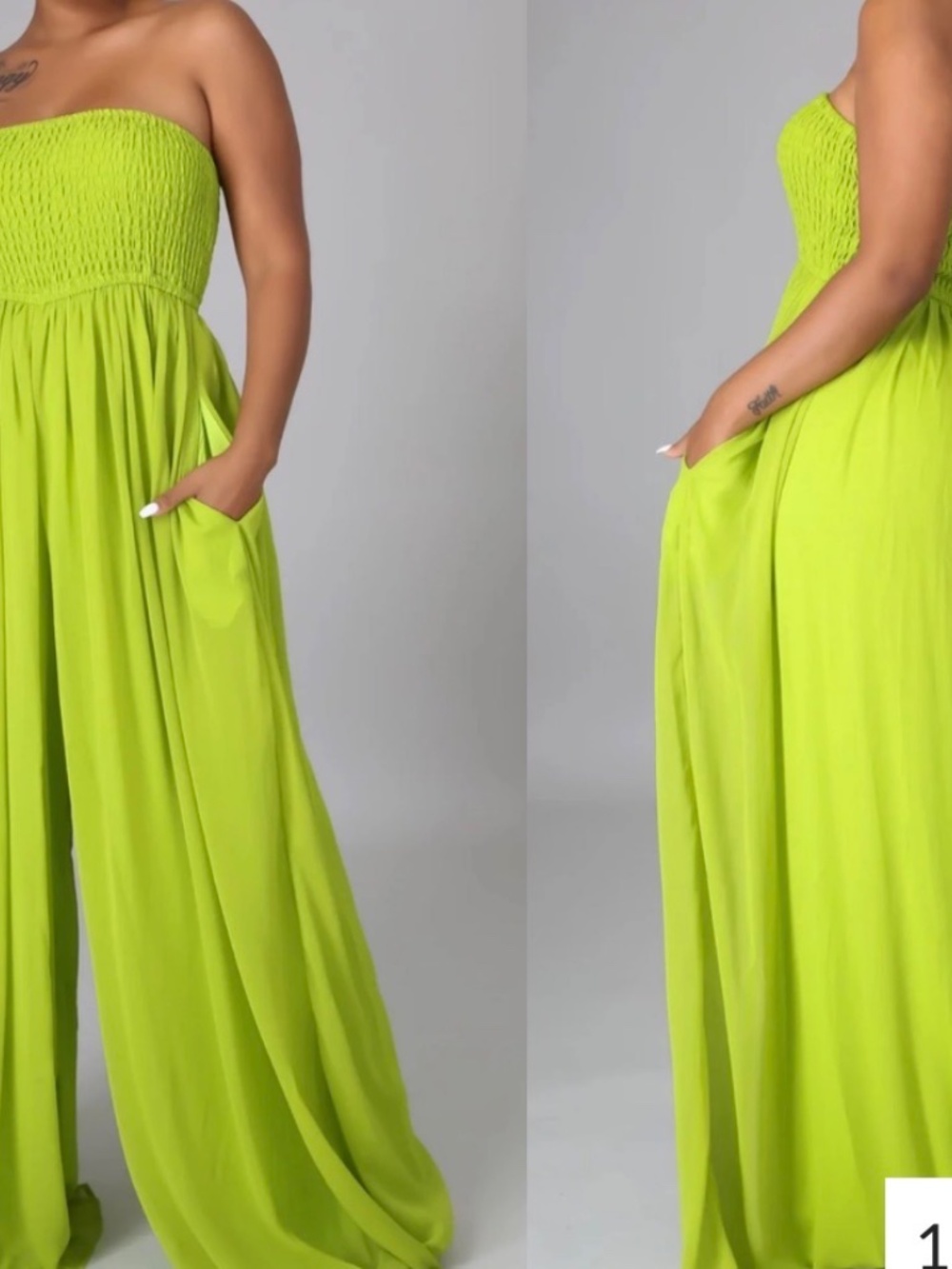 NEON GREEN ROMPER W POCKETS